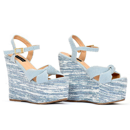 Lino Baby Blue: Plataforma Estampada