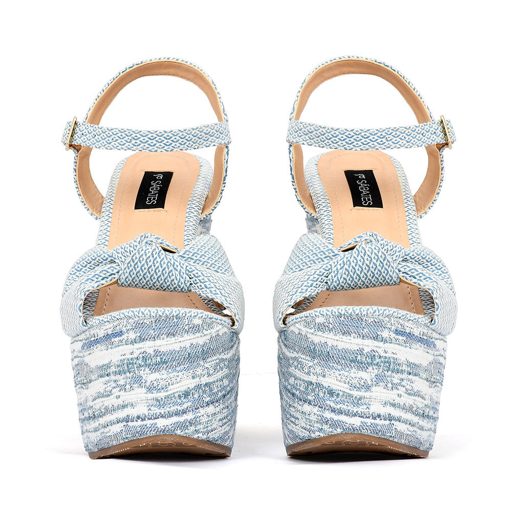 Lino Baby Blue: Plataforma Estampada