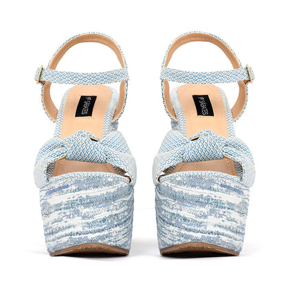 Lino Baby Blue: Plataforma Estampada