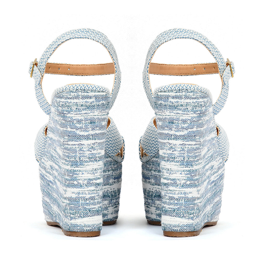 Lino Baby Blue: Plataforma Estampada