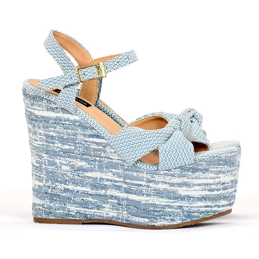 Lino Baby Blue: Plataforma Estampada