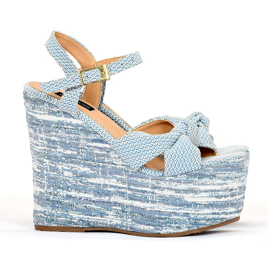 Lino Baby Blue: Plataforma Estampada