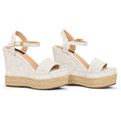 Plataforma Blanca con Bordado Dorado Aura | Siberian Shoes PR